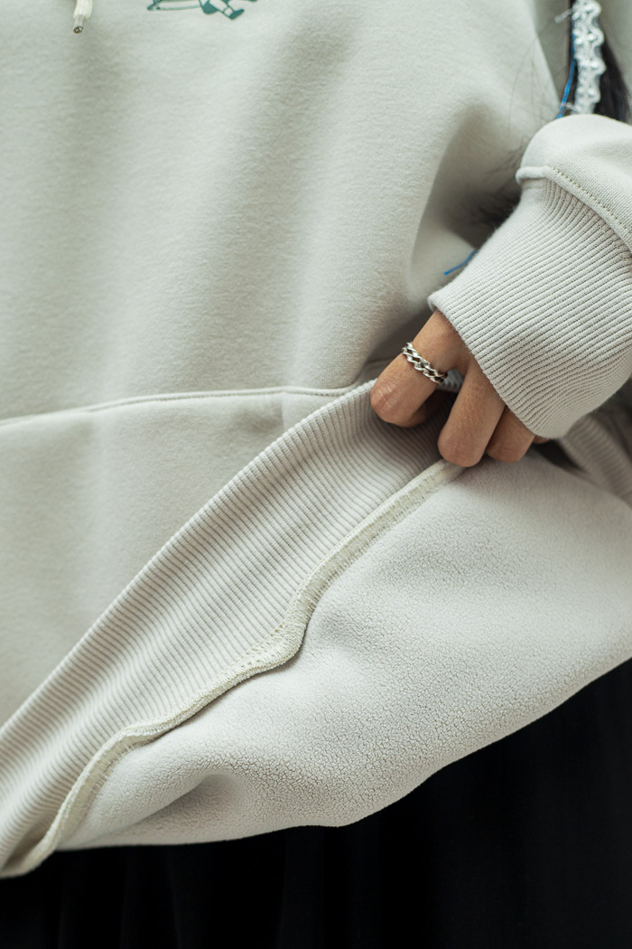 "Rote ping" Printed Off-white Hoodie